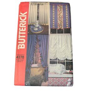 Butterick 4370 Craft Window Treatments Curtains Sewing Pattern uncut